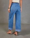 Ladena Rigid High Rise Wide Leg Cuffed Jeans