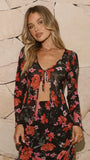 Brianna Open Tie Top Dark Floral