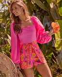 Coasted Ritual Eyelet Balloon Sleeve Top