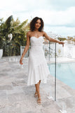 Melanie Strapless Midi Dress White