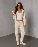 Seloria Striped Sleeve Drawstring Hoodie