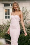 Allegra Lace Midi Dress Pink