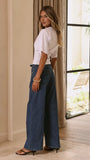 Vicky Tie Waist Straight Leg Jeans Dark Wash
