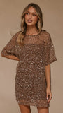 Zanthe Sequin Mini Dress Mocha
