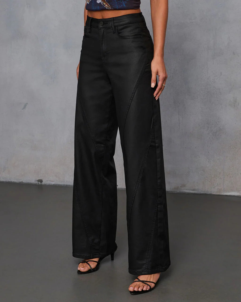 Rio Super Stretch Wide Leg Coated Denim Jeans