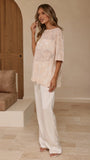 Arlo Oversized Sequin Top Beige Floral