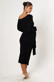 Prancer Off Shoulder Midi Dress Black