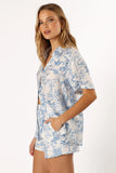 Faye Button Down Top White Blue