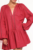 Hart Long Sleeve Mini Dress Wine