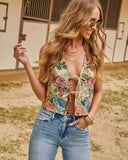Garden Path Boho Floral Tapestry Flyaway Top