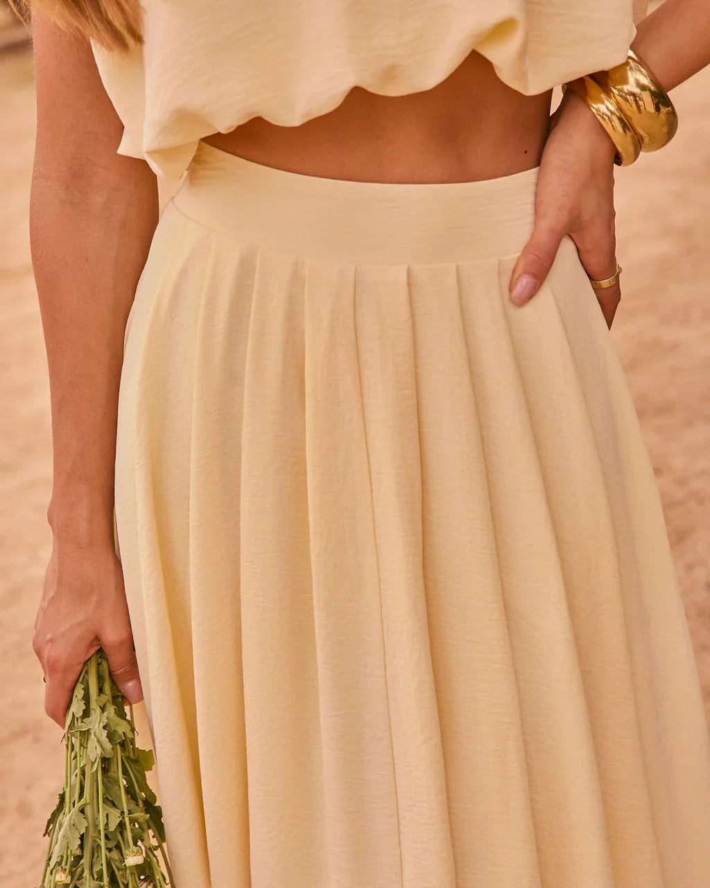 Opening Note Pleated Midi Skirt
