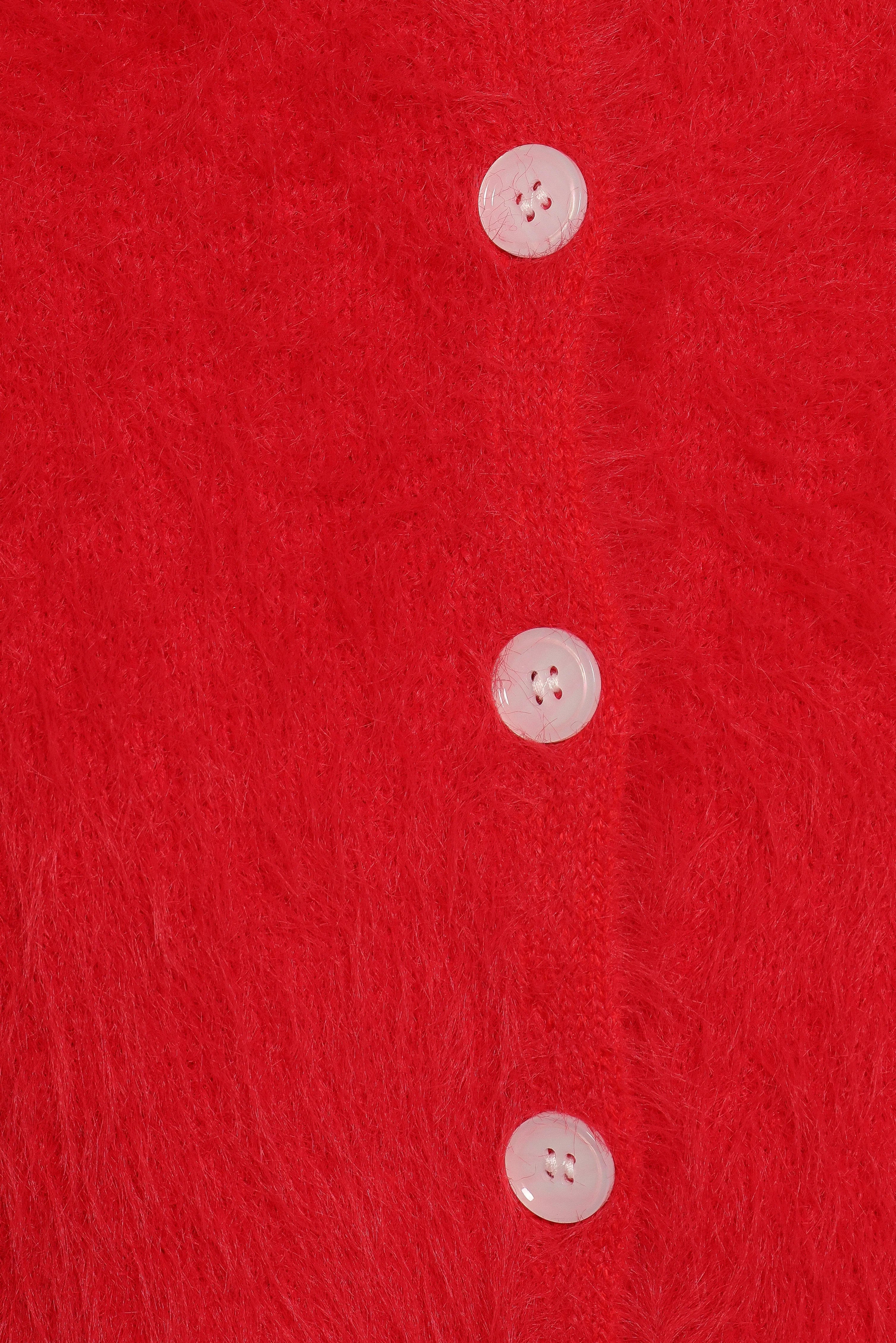 Tavan Crop Button Front Cardigan Red