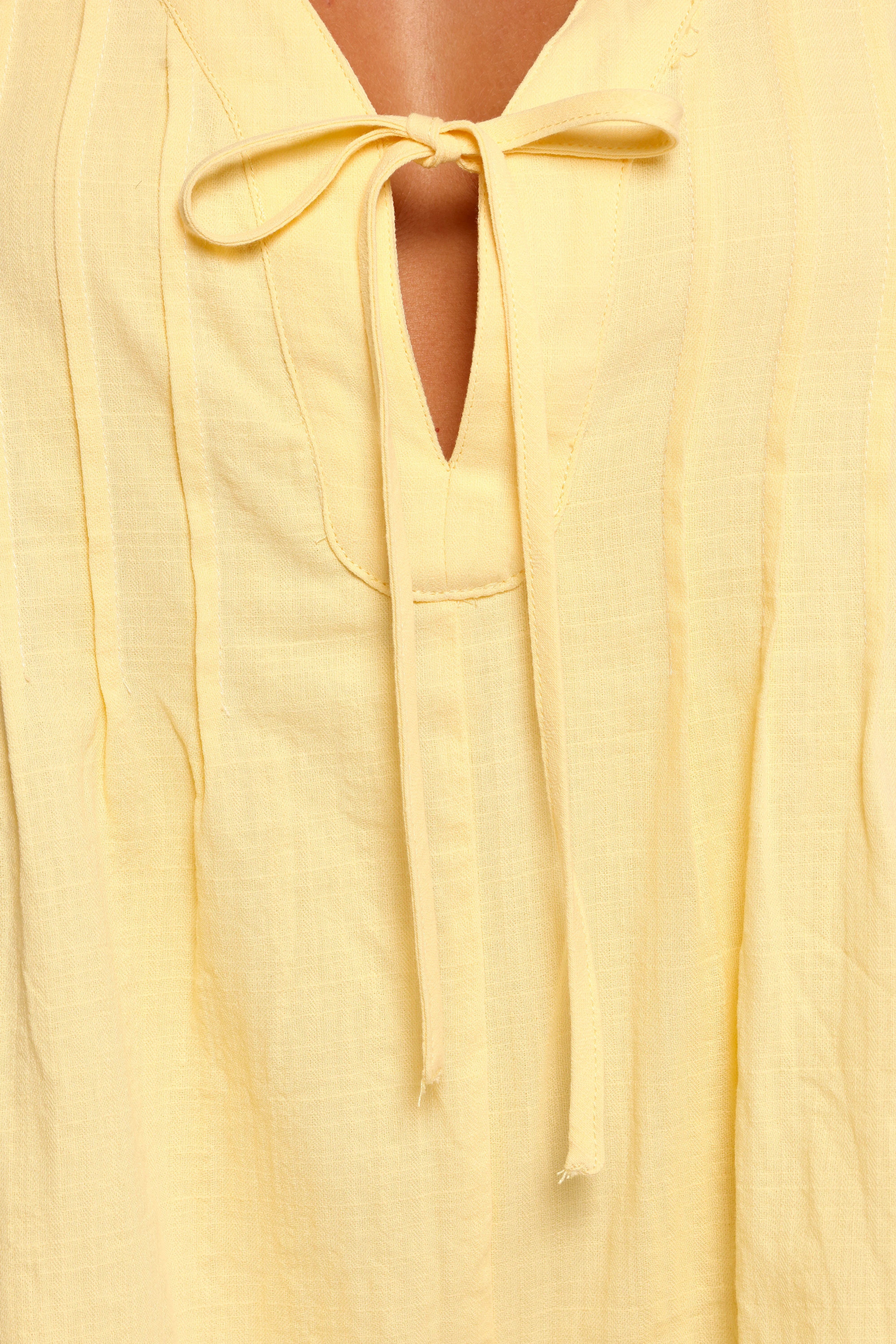 Kallie Tie Front Romper Butter Yellow