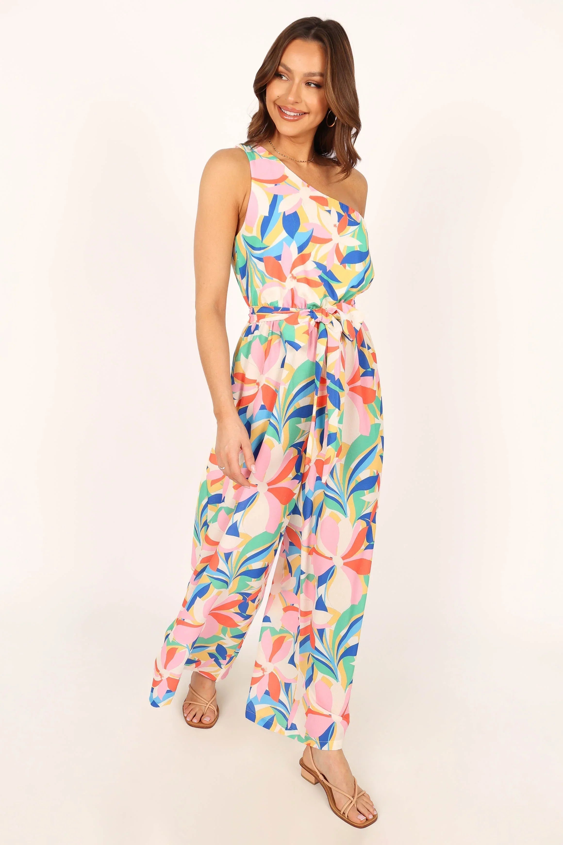 Belinda One Shoulder Jumpsuit Floral