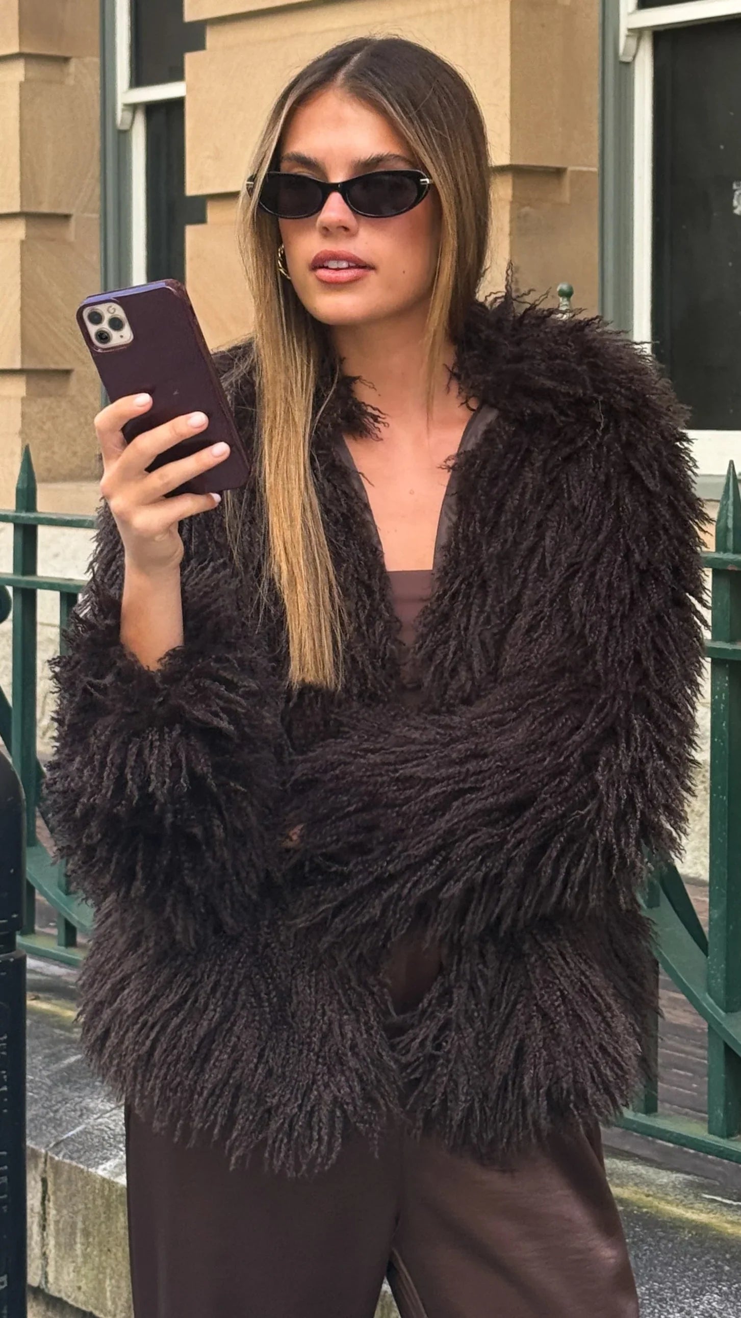 Chantelle Fur Jacket Chocolate