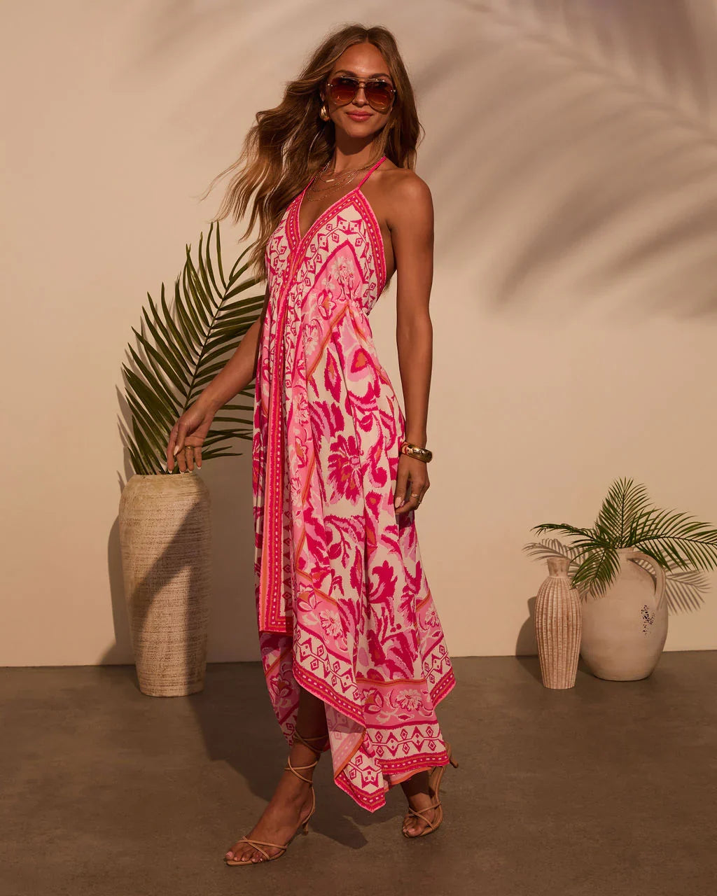 Vineyard Border Print Maxi Dress