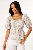 Celia Top Ivory Blue