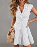 Mirza Collared Eyelet Mini Dress