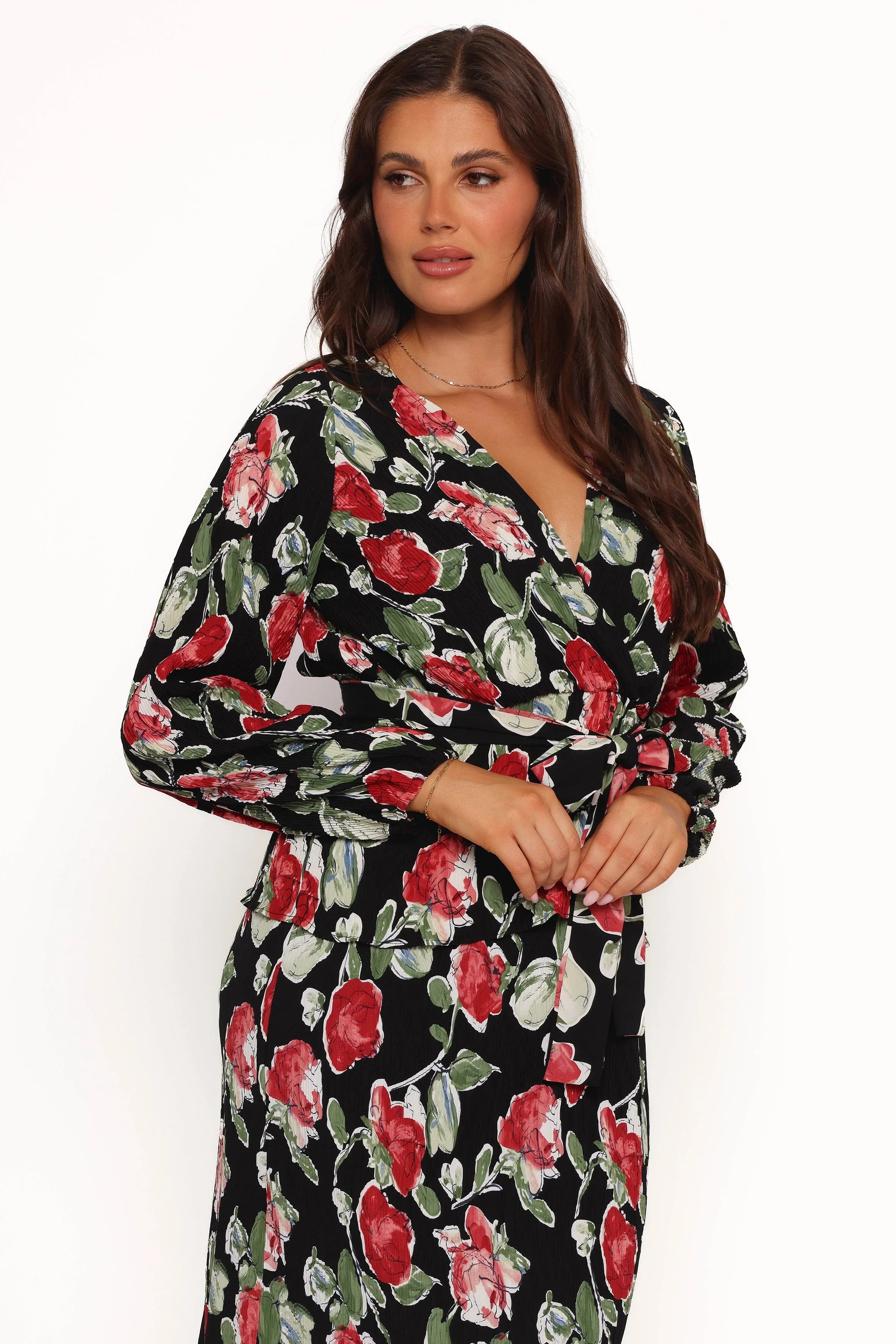 Minelli Pleat Top Black Rose