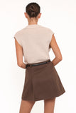 Cassia Belted Aline Skirt Chocolate Brown