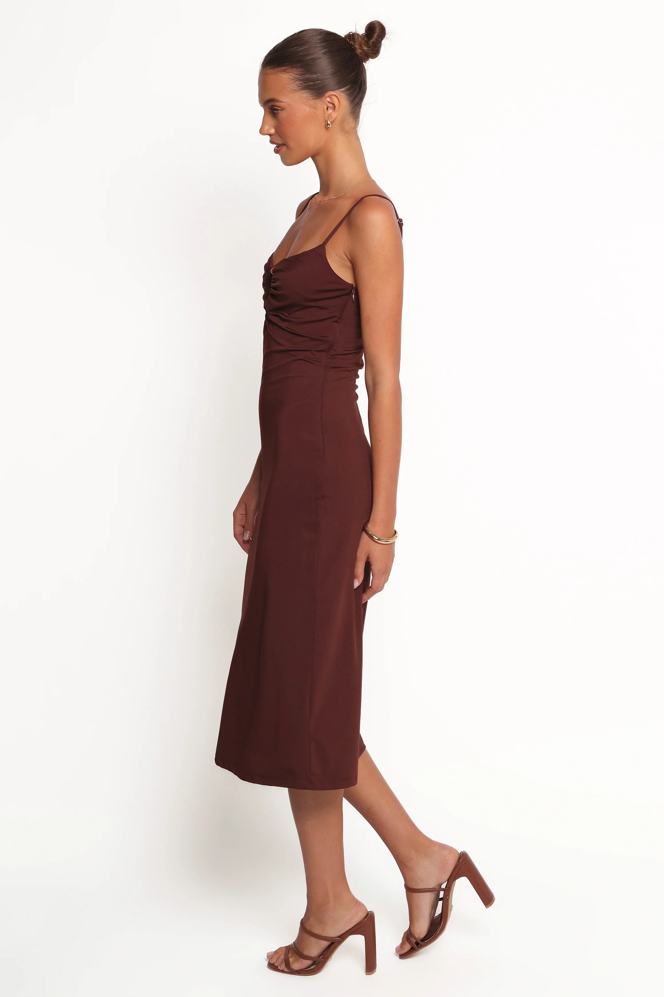 Ashy Midi Dress Brown
