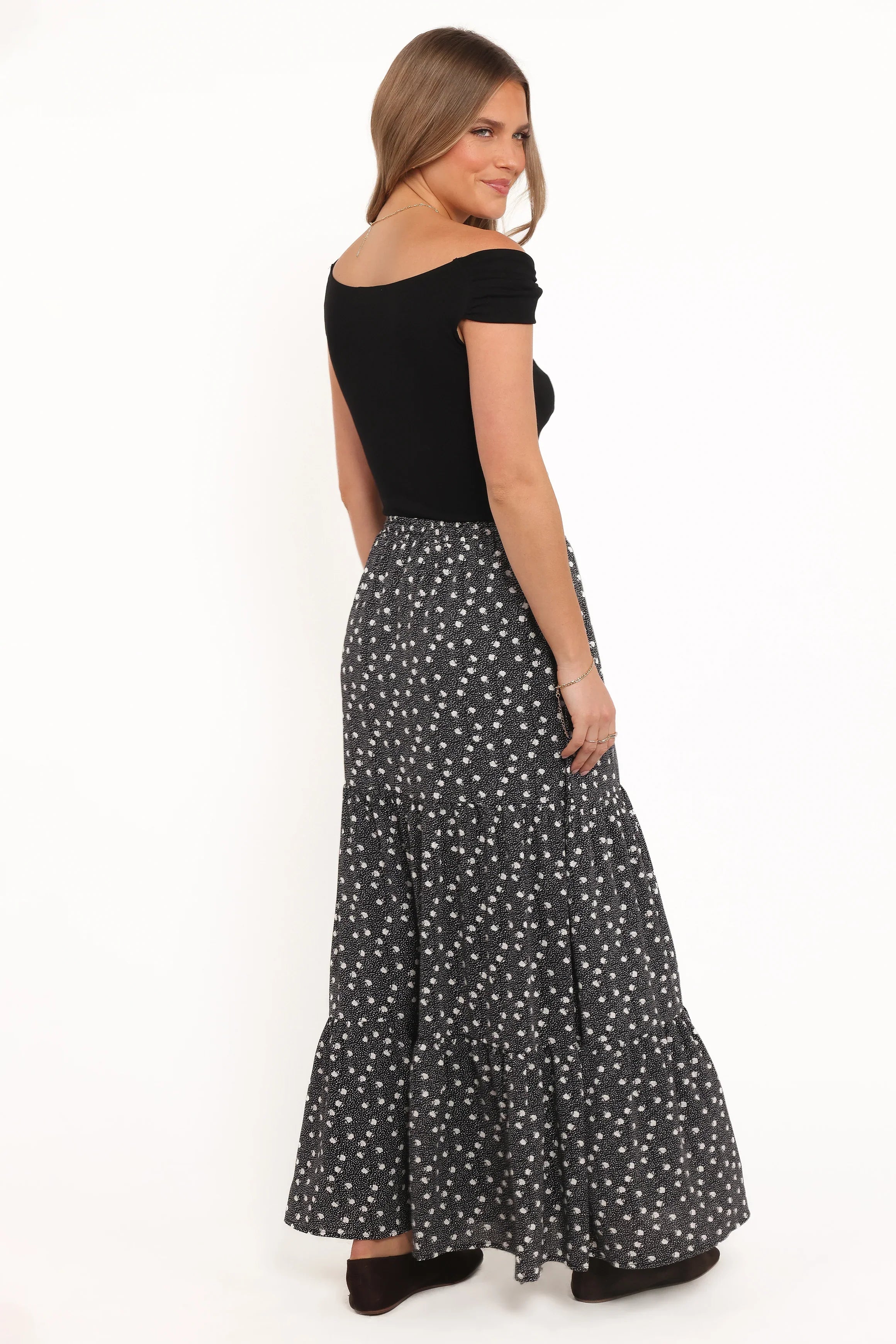 Vincent Tier Maxi Skirt Black Floral