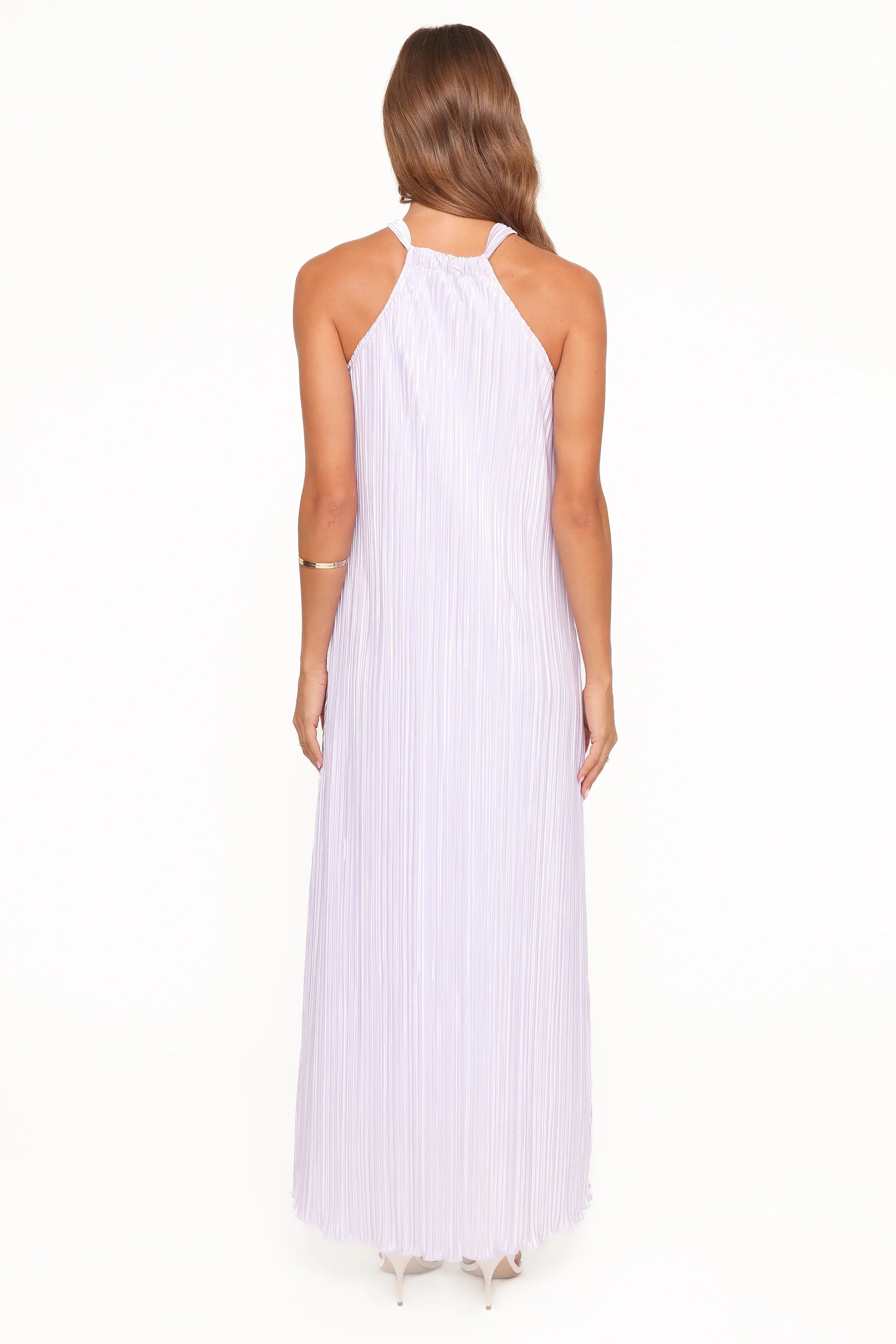 Melody Plisse Halter Maxi Dress Lavender