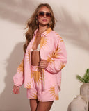 Sunny State Sunburst Button Down Linen Top