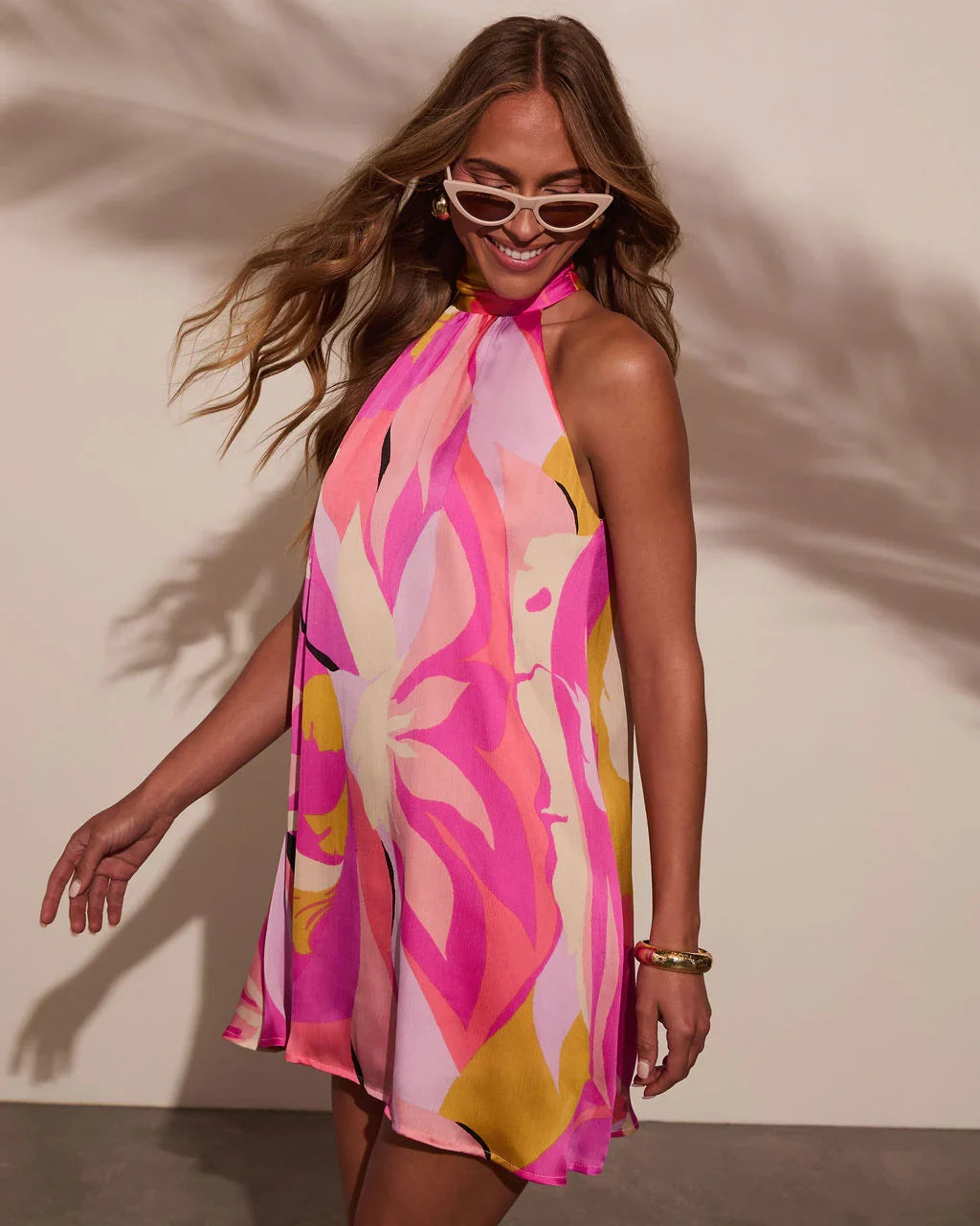 Tropical Treasure Floral Halter Mini Dress