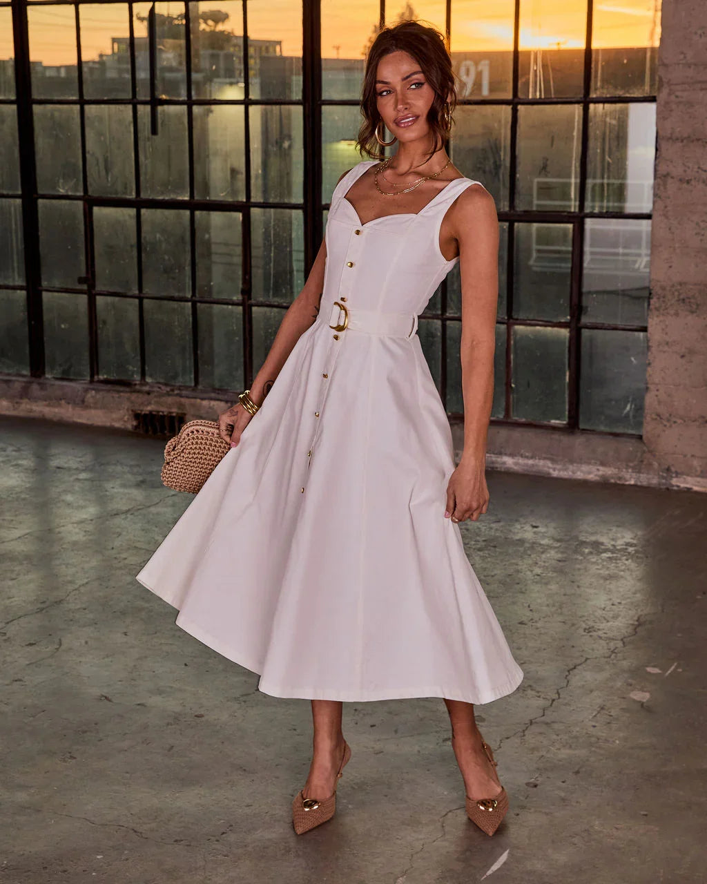 Dawn Notebook Belted Midi Dress