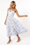 Flora Midi Dress Blue Floral