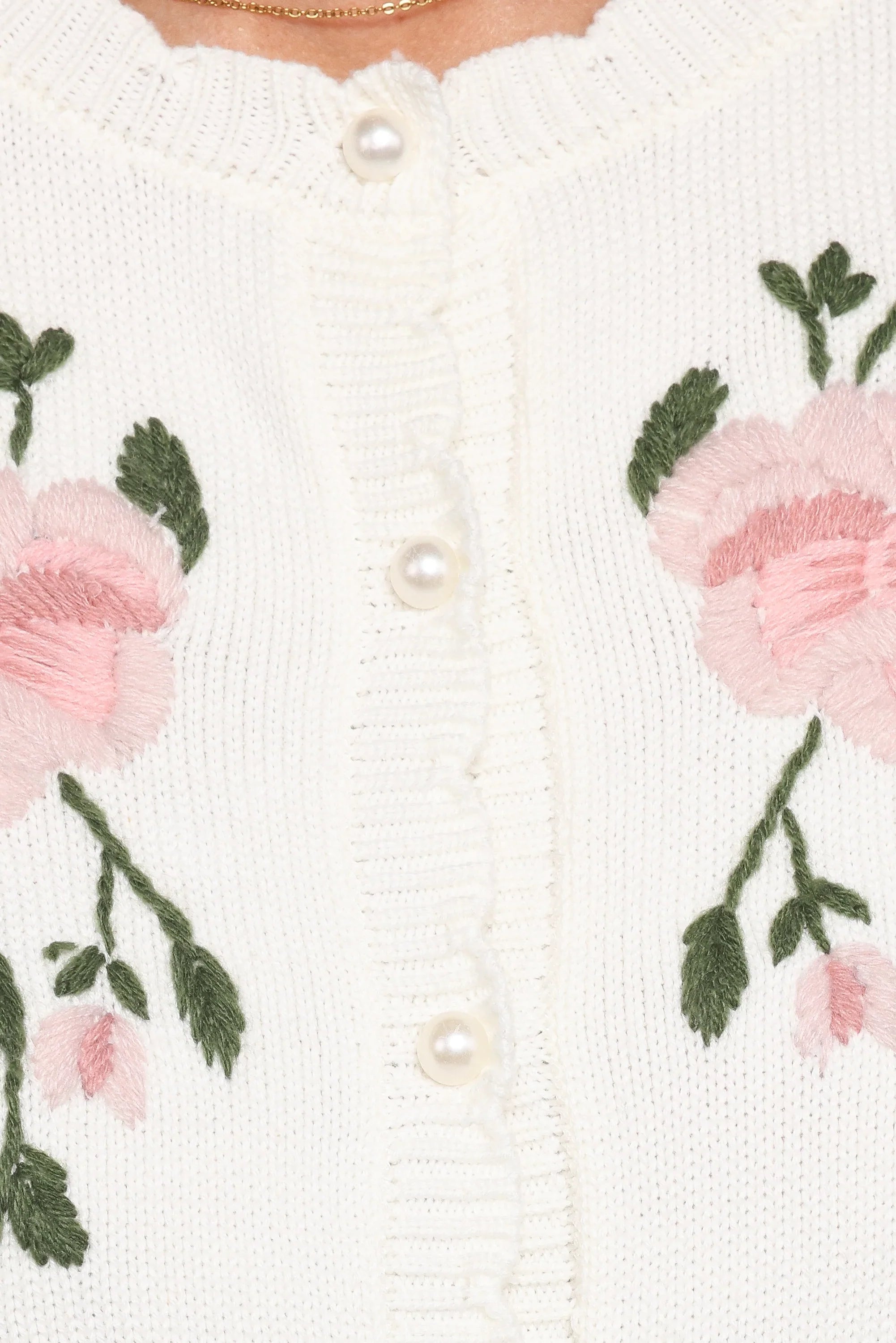 Rossi Floral Button Up Cardigan White Pink