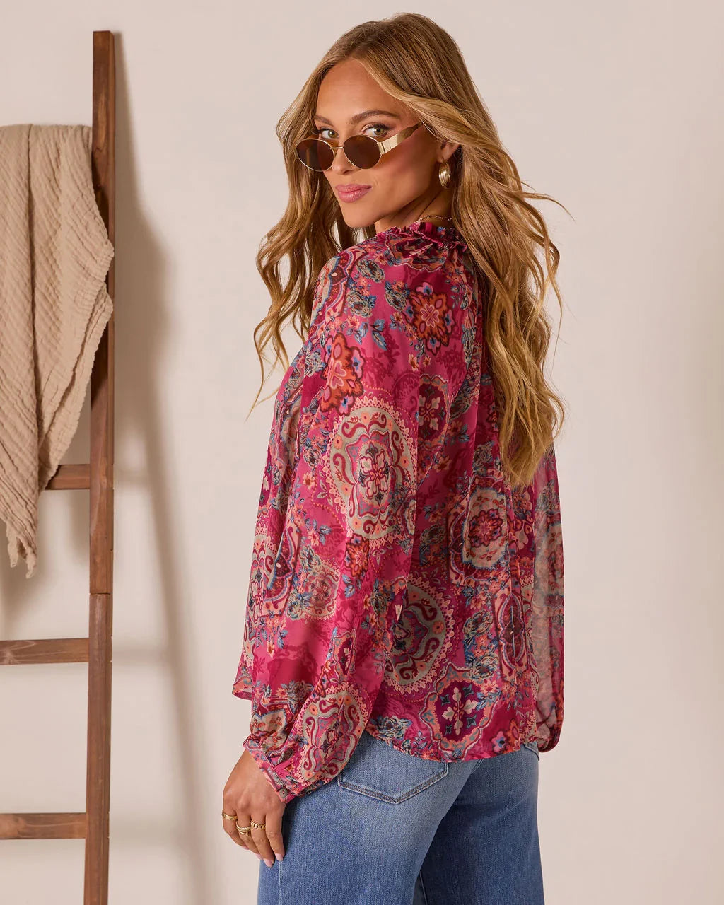 Tide Folk Peasant Boho Top