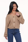 Melody Textured Button Up Cardigan Mushroom