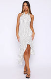 Blushing Nights Midi Dress Cream Black Polka Dot