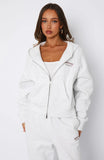 Cant Miss It Boxy Zip Front Hoodie Grey Marle Rose Gold