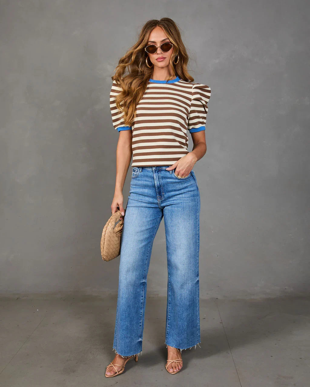 Marcine Striped Puff Sleeve Top