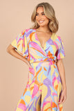 Luis V Neck Cropped Top Blue Multi