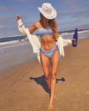 Sea Whisper Striped Knit Bandeau Bikini Top