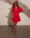 Stacie Pleated Mini Shirt Dress