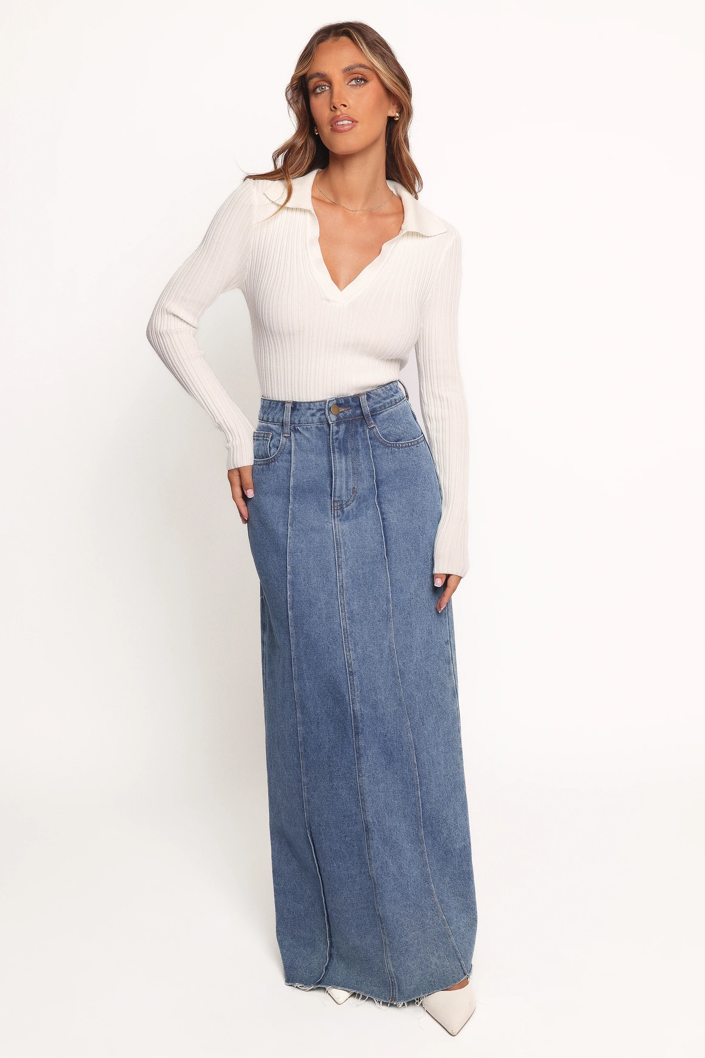 Emmerson Long Sleeve Knit Top White