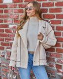 Iylah Contrast Trim Sherpa Coat