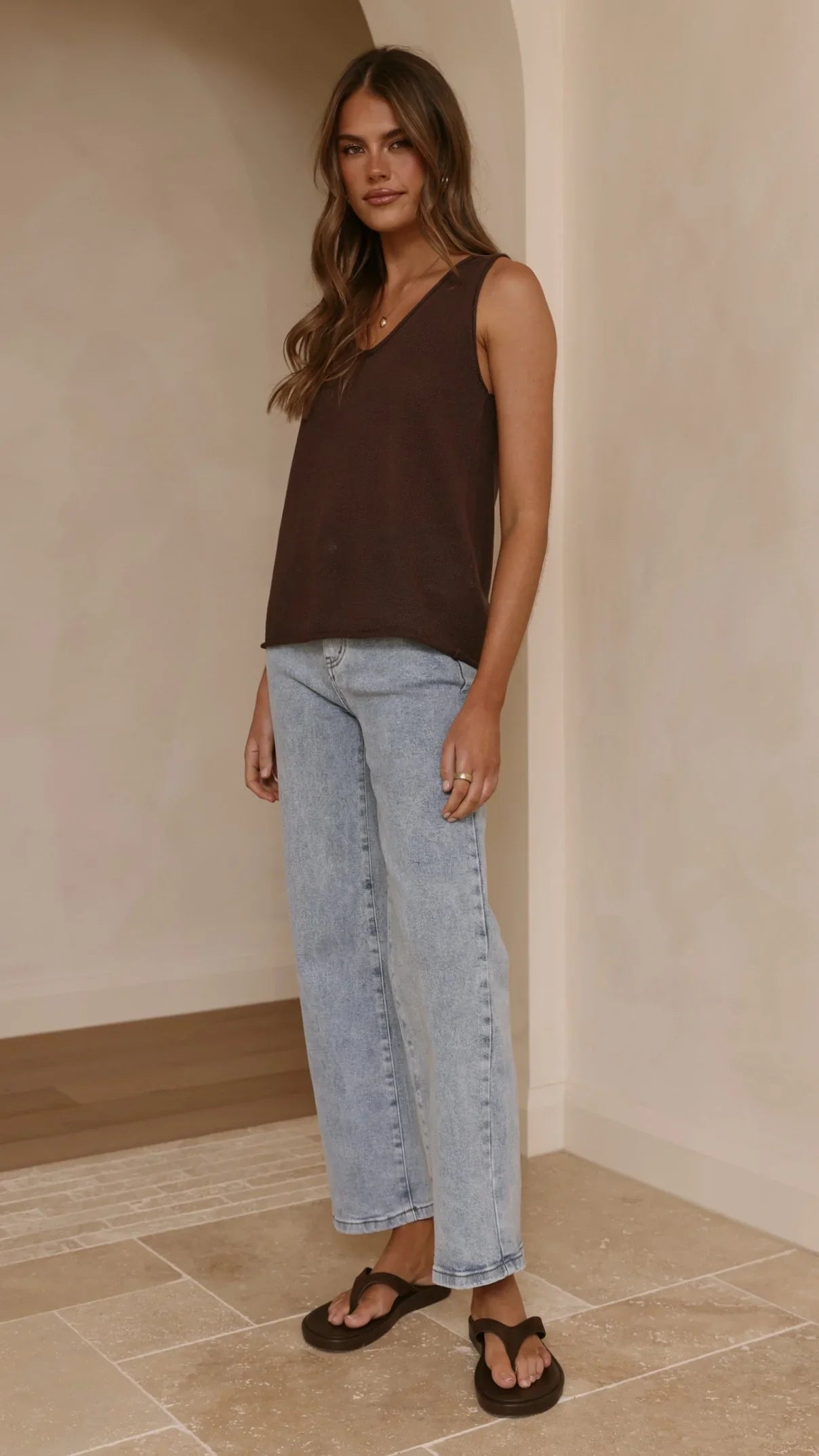 Annie Scoop Neck Tank Chocolate
