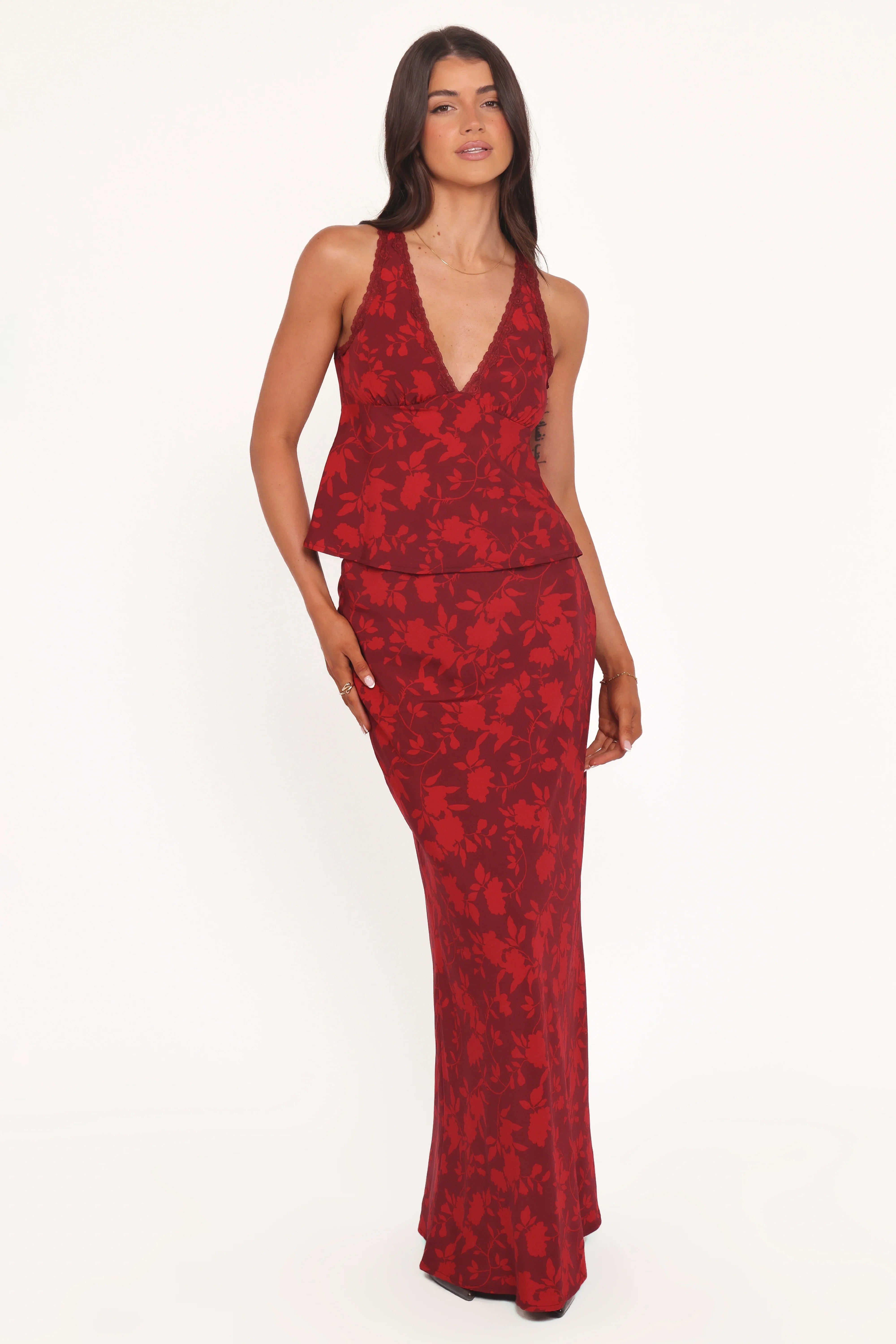 Velman Skirt Burgundy Floral