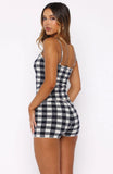 Iconic Duo Knit Mini Shorts Navy Cream Gingham