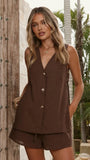 Hayley Vest and Shorts Set Chocolate