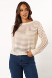 Tricia Open Weave Knit Sweater Cream