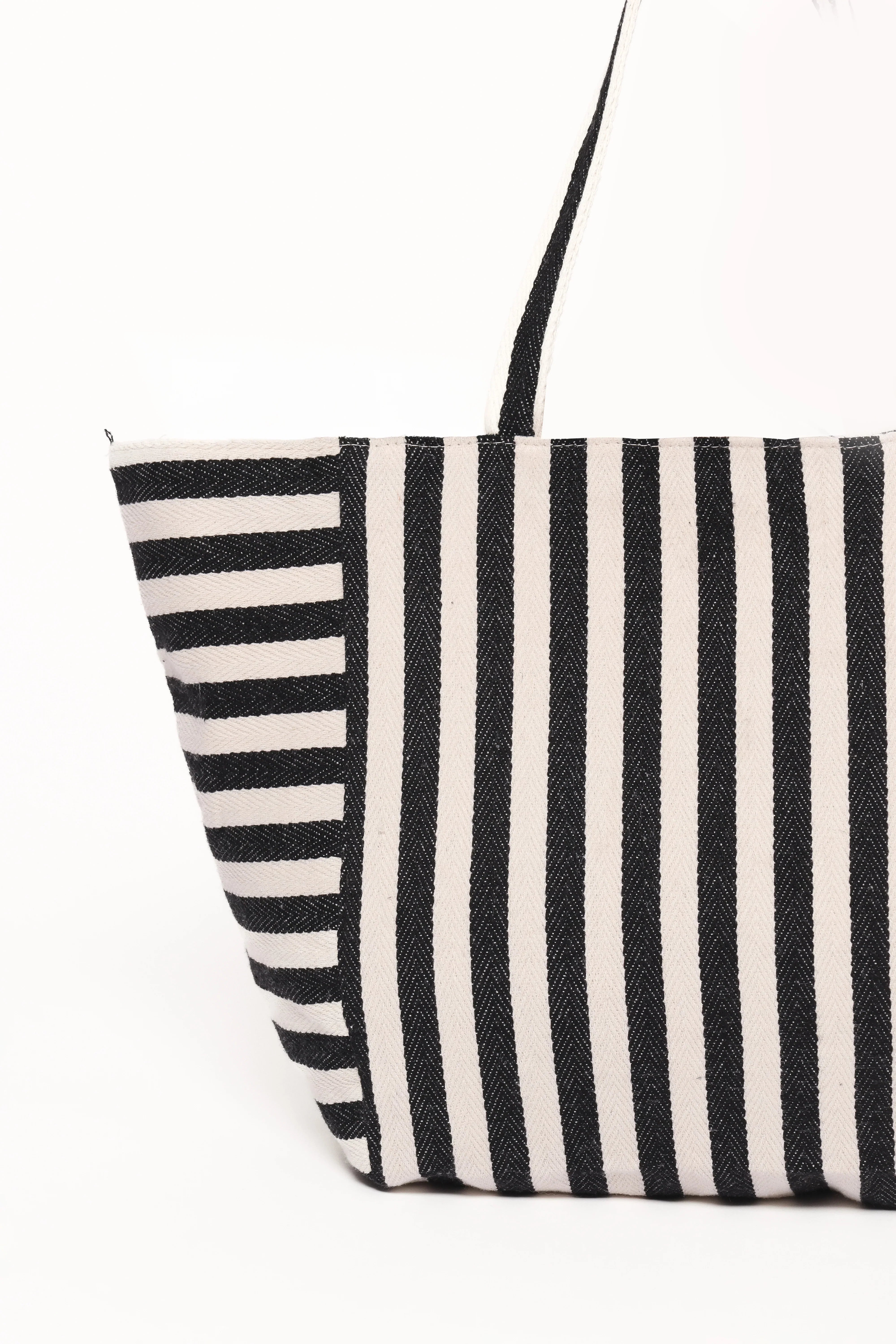 Savannah Beach Bag Black Stripe