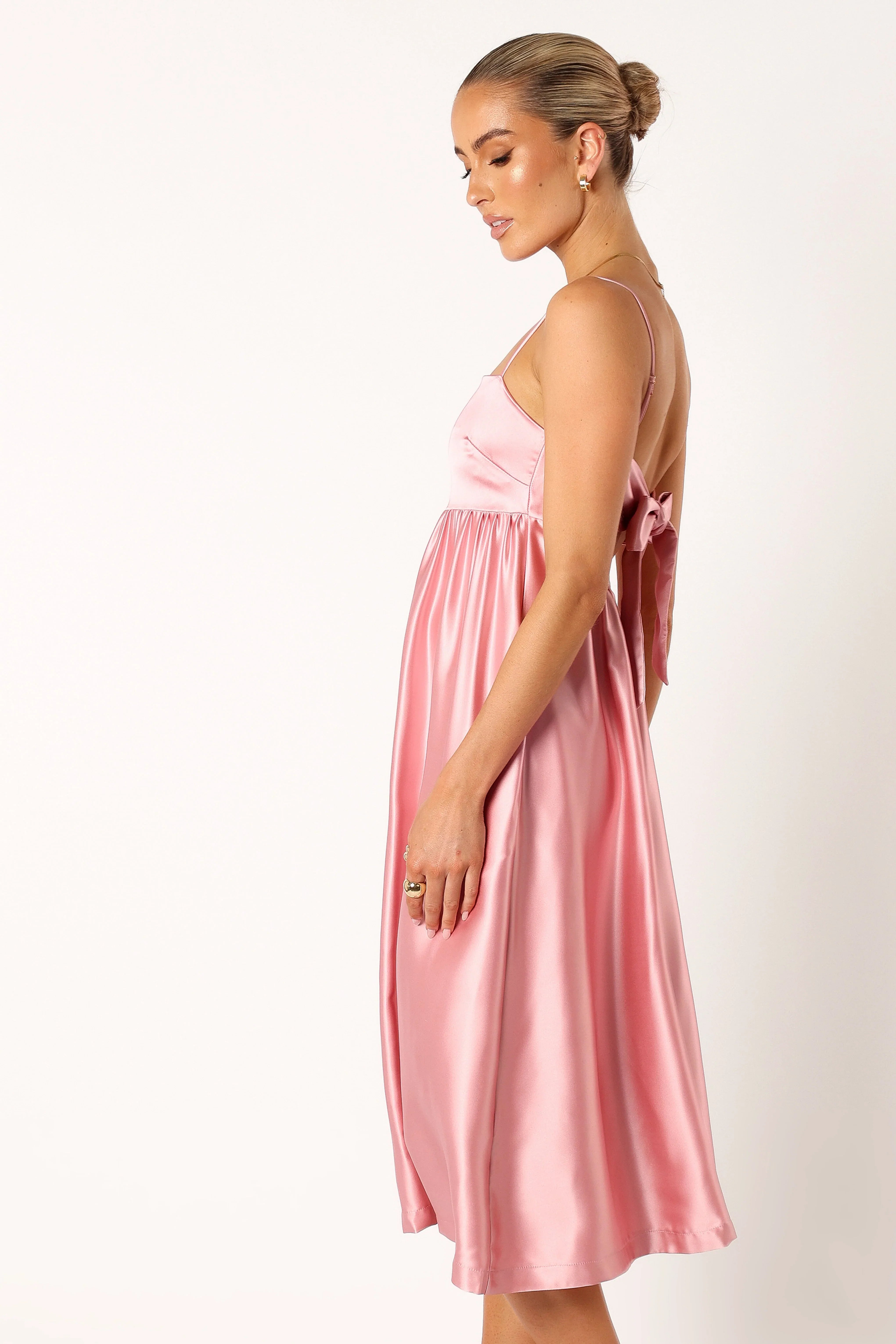 Teagan Bow Back Midi Dress Soft Pink