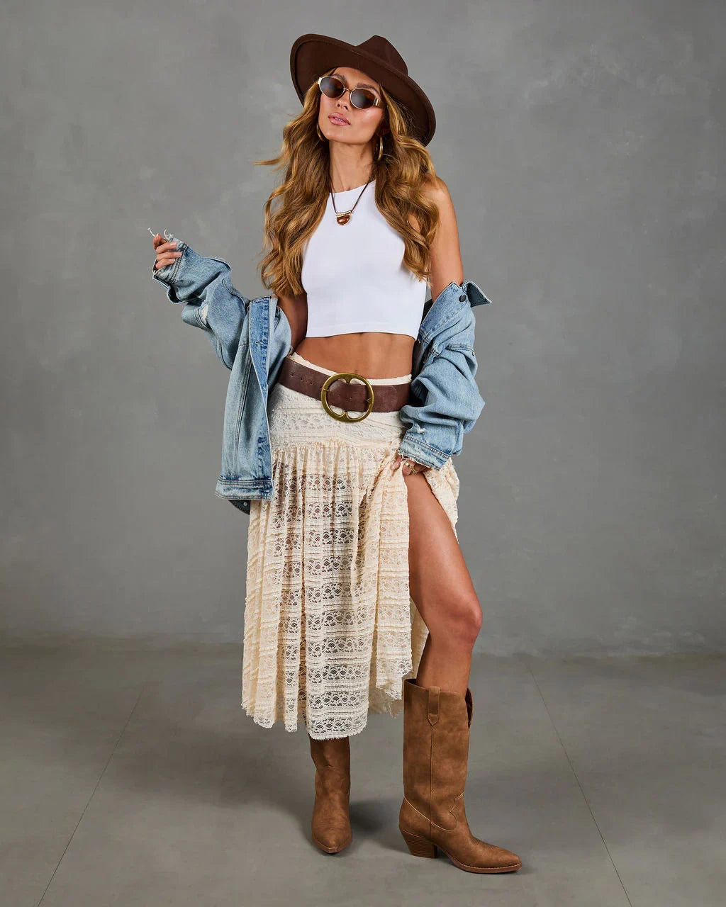 Dewy Moment Ruffle Lace Maxi Skirt